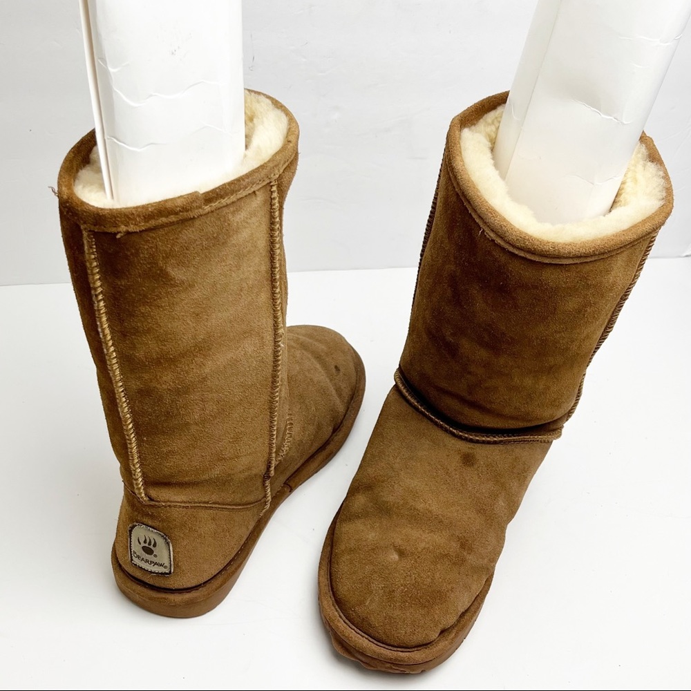 BEARPAW Emma Tan Suede Sheepskin Wool Blend Lining Sheepskin Footbed Boots 8
